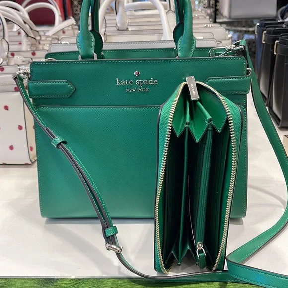 Kate Spade staci medium satchel
&
KSNY Staci Large Continental Wallet
Green Bean - Picture 9 of 16